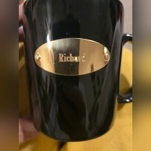 Black Ceramic Mug with 22kt Gold Plated  Nameplate - Richard